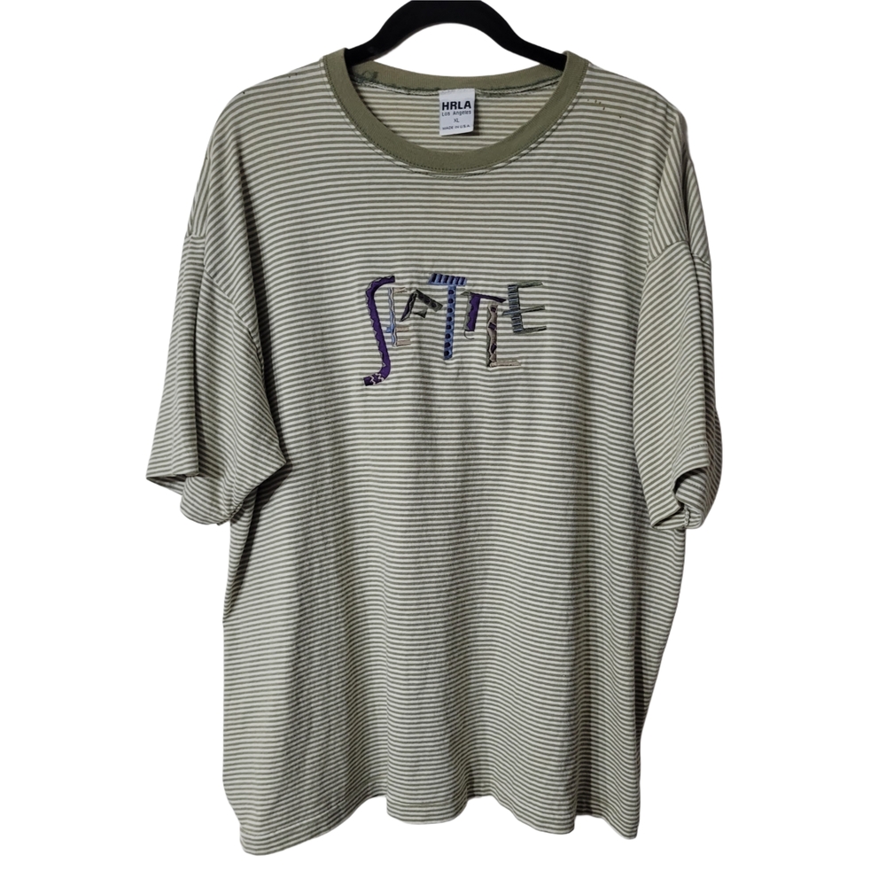 Vintage Olive Green Seattle Short Sleeve Tee Casual Cotton Size XL